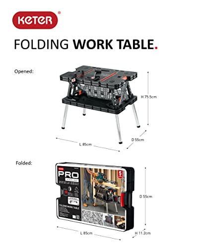 Keter 17182239  Werkzeugbank Master Pro Serie Folding Work Table,  Kunststoff, schwarz / gelb - 3