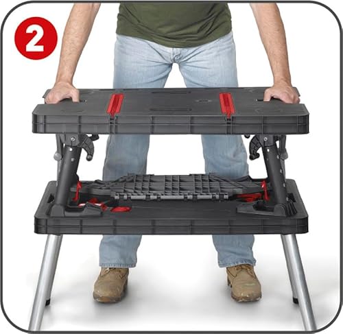 Keter 17182239  Werkzeugbank Master Pro Serie Folding Work Table,  Kunststoff, schwarz / gelb - 5