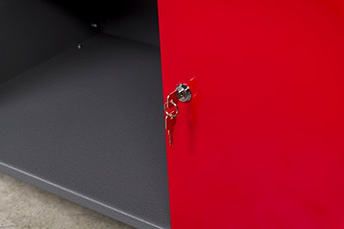 Werkbank aus Metall mit 30 mm Sperrholzplatte mit einer verschließbaren Tür, einer Schublade sowie einer Zwischenablage, Maße B 120 x H 85 X T 60 cm - 4