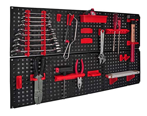 Werkzeugwand mit 19 teiligem Werkzeugbefestigungsset, Länge 80 cm x Breite 48 cm - beliebig erweiterbar