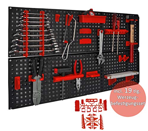 Werkzeugwand mit 19 teiligem Werkzeugbefestigungsset, Länge 80 cm x Breite 48 cm – beliebig erweiterbar - 3
