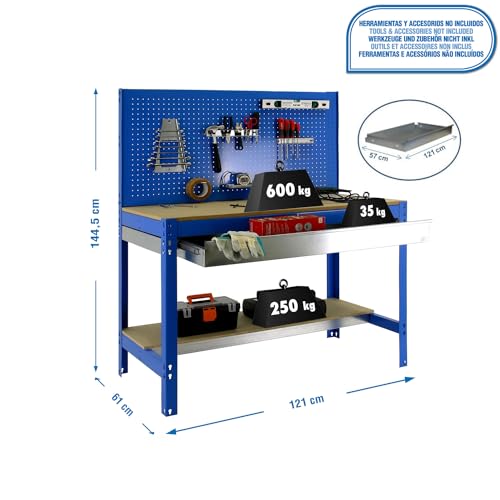 simonrack bt-2 Box 1200-Set Werkbank blau/Holz - 2