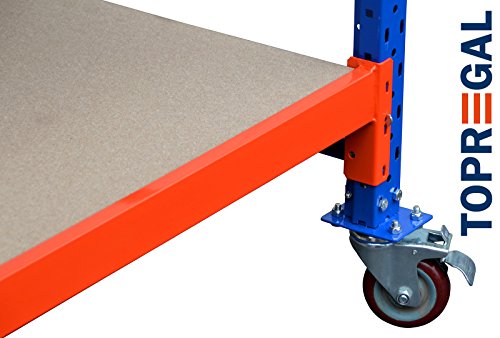 Werkbank fahrbar, Packtisch mit Holzboden verschiedene Breiten/Höhen/Tiefen/Ebenen (120/104/60cm (B/H/T), 2 Ebenen) - 6