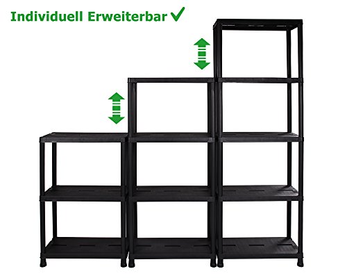 Ondis24 2x günstiges stabiles Regal Lagerregal Steckregal Kunststoffregal 12 Zoll Schwerlastregal bis zu 125 kg! (60 x 30 x 138 (H) cm) - 8