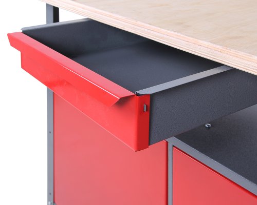Ondis24 Werkbank abschließbar Werktisch Montagewerkbank Werkstatttisch rot mit Türen - 7