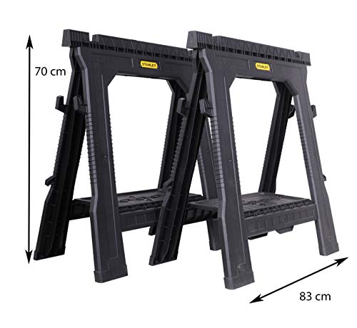 Stanley Unterstellbock (paarweise, flach zusammenlegbar, fester Stand, Gummi-Füße, 450 kg Belastbarkeit) STST1-70713 - 5
