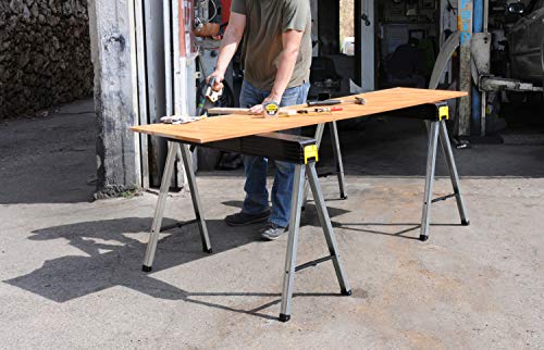 Stanley klappbares Unterstellbock Paar aus Metall 1-97-475 / Mit Kunststoffauflage & rutschfesten Gummifüßen / bis 340 kg Tragkraft / 101,7 x 12,5 x 75,8 cm - 5