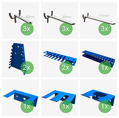 Panorama24 Dreiteilige Werkzeuglochwand aus Metall mit 17tlg. Hakenset, ca. 120 x 60 x 1,5 cm - 2
