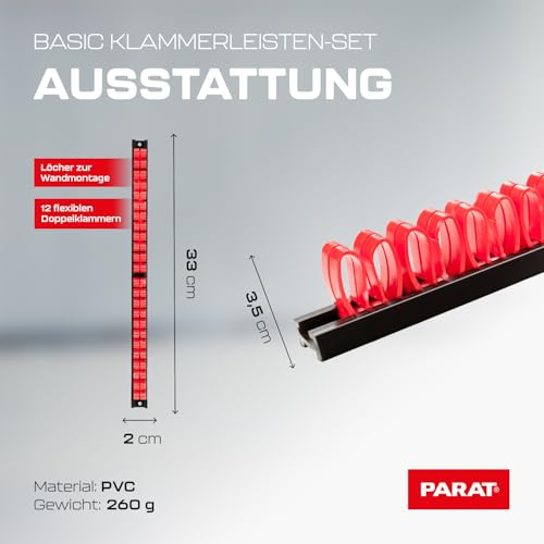 Parat 802.000-981  Werkzeughalter / Klammer-Leisten-Set schwarz/rot - 7
