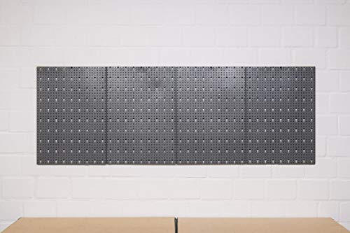 Lochblech aus Metall mit Eurolochung als Erweitung für Lochwand. 4 Stück im Vorteilspack mit Schrauben zur Wandanbringung, Maße ca. 40×60 pro Lochblech! - 2