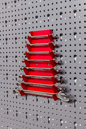 Große Werkzeug Lochwand bestehend aus 4 Lochblechen á 58 x 40 cm und Hakensortiment 22 Teile. Aus Metall in Hammerschlag-Grau und Rot. Gesamtmaß: 160 x 58 x 1 cm - 4