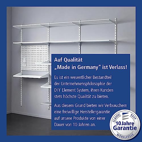 Element System Werkzeugwand aus Metall plus 18 teiliges Werkzeughalterset inklusive Schrauben und Dübel, Lochwand zur Werkzeugaufbewahrung weiß - 6