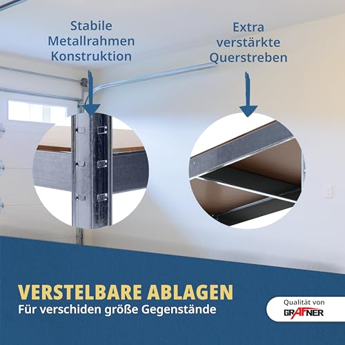 Grafner® Schwerlastregal 5 Ebenen Werkstattregal 1,72m Kellerregal Steckregal bis 375 kg - 6