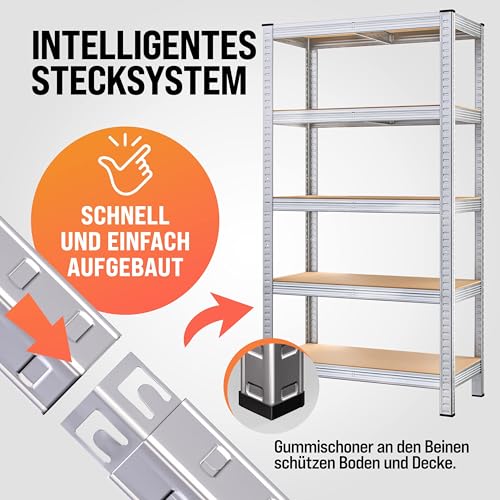 Lagerregal Regal Steckregal Kellerregal Werkstattregal Schwerlastregal Werkbank 875 KG Tragkraft Stecksystem - 3