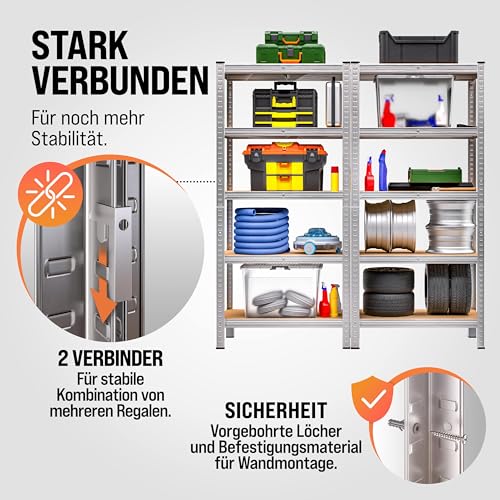 Lagerregal Regal Steckregal Kellerregal Werkstattregal Schwerlastregal Werkbank 875 KG Tragkraft Stecksystem - 4