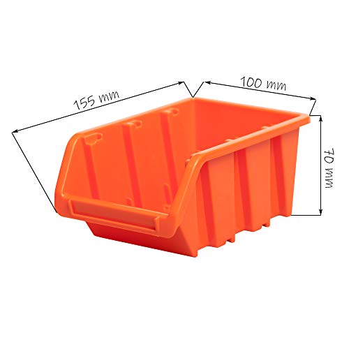 141 teiliges Wandregal Lagerregal Stapelboxen Orange Gr.1 Gr.2 Wandplatten Lager Werkstatt - 5