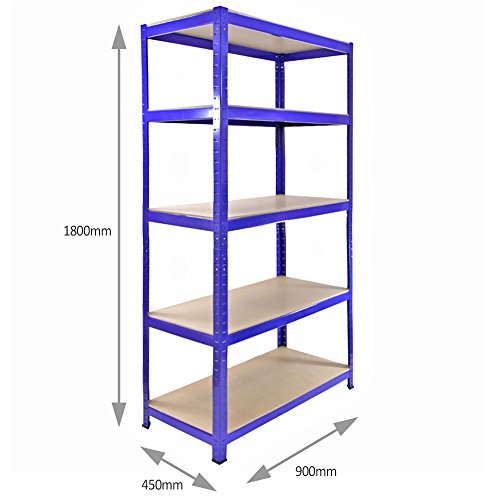 Monster Racking Sparangebot 3 x T-Rax Lagerregal Hochleistungsregal Garagenregal Stahlregal Industrieregal Werkstattregal Steckregal Lagerregal 90cm x 45cm x 180cm 100% Schraubenfrei + Gratis Gummihammer - 2