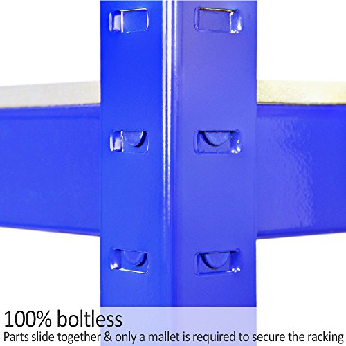 Monster Racking Sparangebot 3 x T-Rax Lagerregal Hochleistungsregal Garagenregal Stahlregal Industrieregal Werkstattregal Steckregal Lagerregal 90cm x 45cm x 180cm 100% Schraubenfrei + Gratis Gummihammer - 7