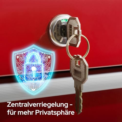 Arebos Werkstattwagen 7 Fächer/zentral abschließbar/Anti-Rutschbeschichtung/Räder mit Festellbremse/Massives Metall/rot, blau oder schwarz (Rot) - 7