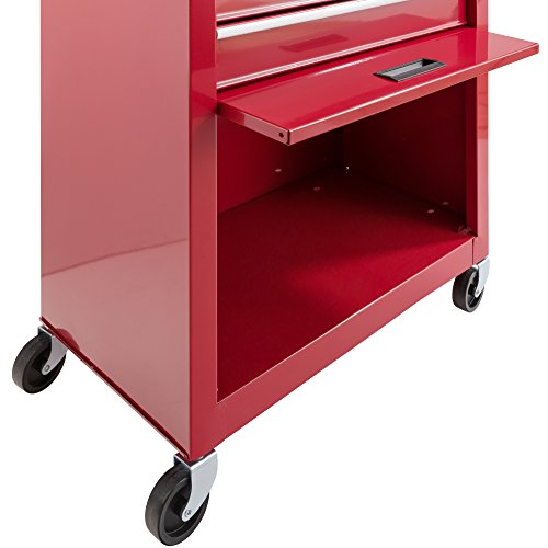 Arebos Werkstattwagen 9 Fächer rot (✓ zentral abschließbar, ✓ Abnehmbarer Werkzeugkasten, ✓ Massives Metall) - 4