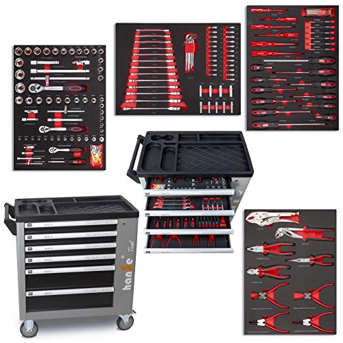 hanSe® Werkstattwagen gefüllt 245-teilig Werkzeug Werkstatt