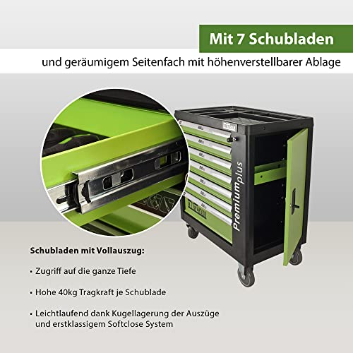 TrutzHolm® Werkstattwagen Premium XXL bestückt Profi-Werkzeug aus Chrom-Vanadium 7 Schubladen und ein Seitenfach gefüllt Assistent Werkzeugwagen - 5