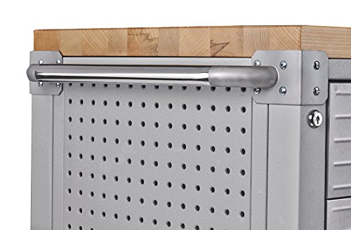 Seville Classics UHD20244 Werkbank mit 4 Schubladen, Metall pulverbeschichtet, Buche Holzarbeitsplatte, 121,9 x 50,8 x 95,2 cm, grau - 4