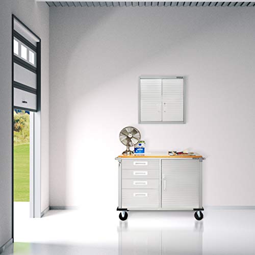 Seville Classics UHD20244 Werkbank mit 4 Schubladen, Metall pulverbeschichtet, Buche Holzarbeitsplatte, 121,9 x 50,8 x 95,2 cm, grau - 7