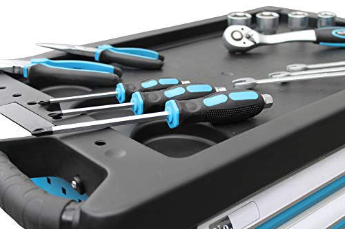 DeTec. Werkstattwagen blue Edition inkl. Werkzeug + GRATIS COB Akku - 3