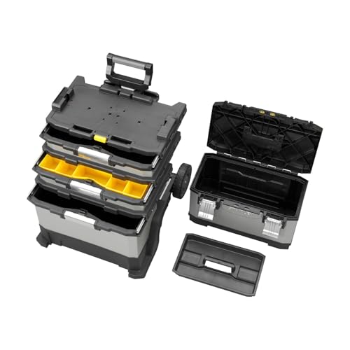 Stanley FatMax Rollende Werkstatt aus Metall-Kunststoff 1-95-622 – Werkzeugwagen leer – Vielseitige Werkzeugbox für Kleinteile und große Werkzeuge - 10