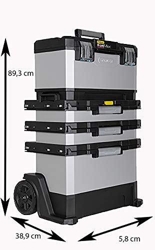 Stanley FatMax Rollende Werkstatt aus Metall-Kunststoff 1-95-622 – Werkzeugwagen leer – Vielseitige Werkzeugbox für Kleinteile und große Werkzeuge - 14