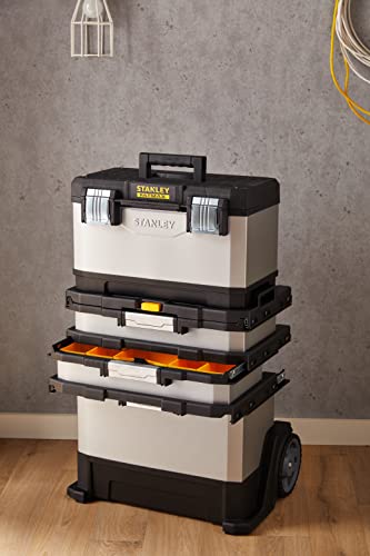 Stanley FatMax Rollende Werkstatt aus Metall-Kunststoff 1-95-622 – Werkzeugwagen leer – Vielseitige Werkzeugbox für Kleinteile und große Werkzeuge - 18