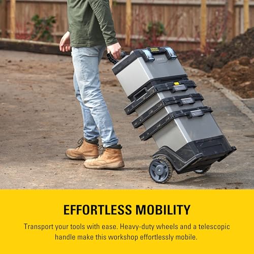Stanley FatMax Rollende Werkstatt aus Metall-Kunststoff 1-95-622 – Werkzeugwagen leer – Vielseitige Werkzeugbox für Kleinteile und große Werkzeuge - 5