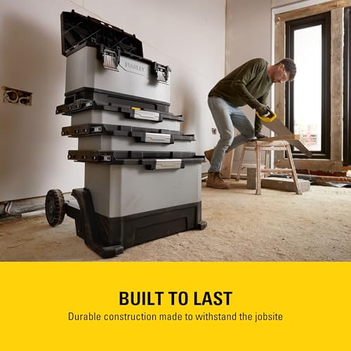 Stanley FatMax Rollende Werkstatt aus Metall-Kunststoff 1-95-622 – Werkzeugwagen leer – Vielseitige Werkzeugbox für Kleinteile und große Werkzeuge - 6